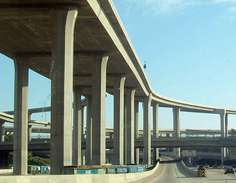 Interstate 105 and 110 meet in Los Angeles - the most complicated intersection in the world