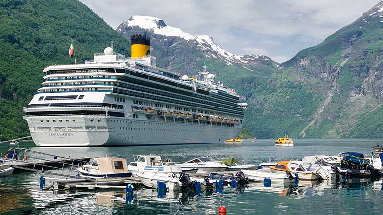 A cruise ship in the Geirangerfjord