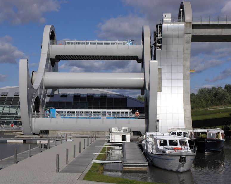 The boat lift Falkirk Wheel in Scotland.