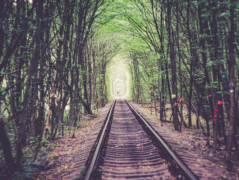 Ribbons in the Tunnel of Love in Klevan, Ukraina