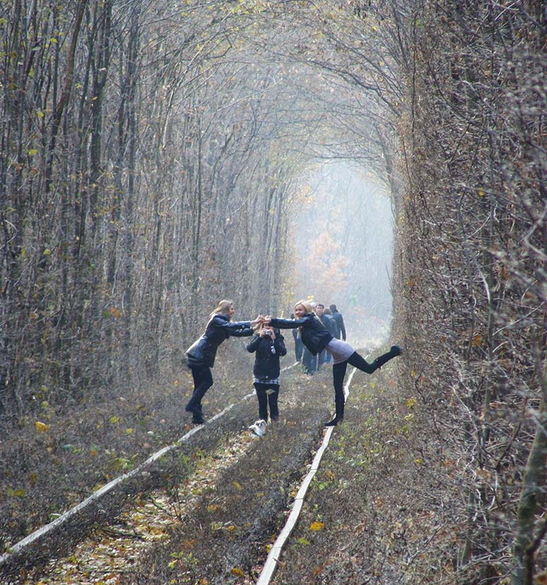 Visitors in the Tunnel of Love in Ukraina