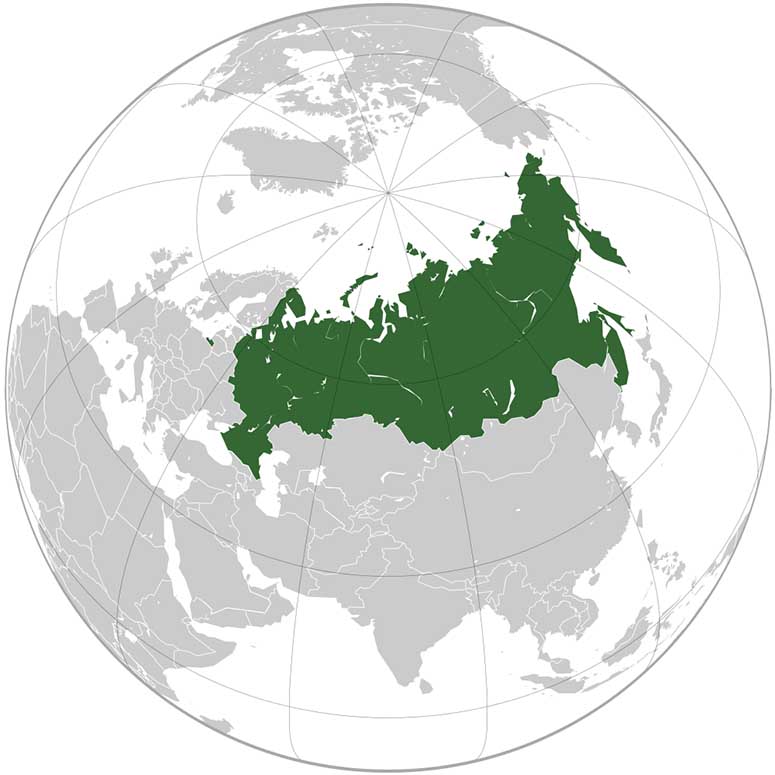 Map of Russia, the largest country in the world